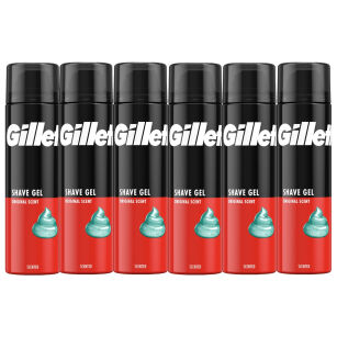 6x Gillette Original Scent Shaving Gel 200ml