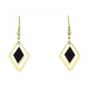 Xuping Earrings Gold Plated Black Diamonds Surgical Steel 44/15MM