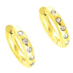 Xuping Earrings Gold Plated Hoops Zircons Surgical Steel 19/4 MM