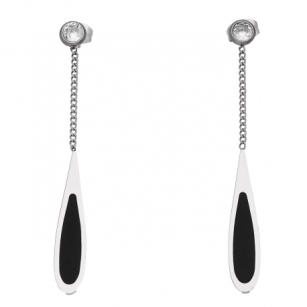 Xuping Earrings Silver Black Icicles Surgical Steel 57/6 MM
